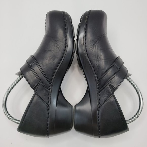 Dansko Solstice Women's Black Leather Slip On Button Clog Shoes US Size 9 EU 41 - Picture 6 of 8